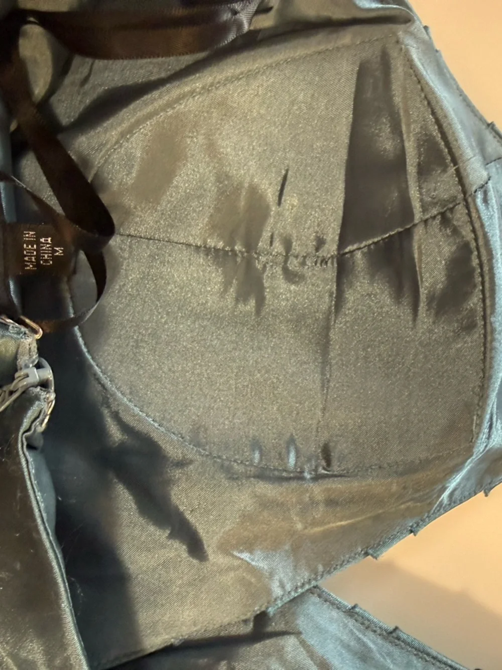 bebe Shiny Slate Blue Satin Top - Picture 4 of 11